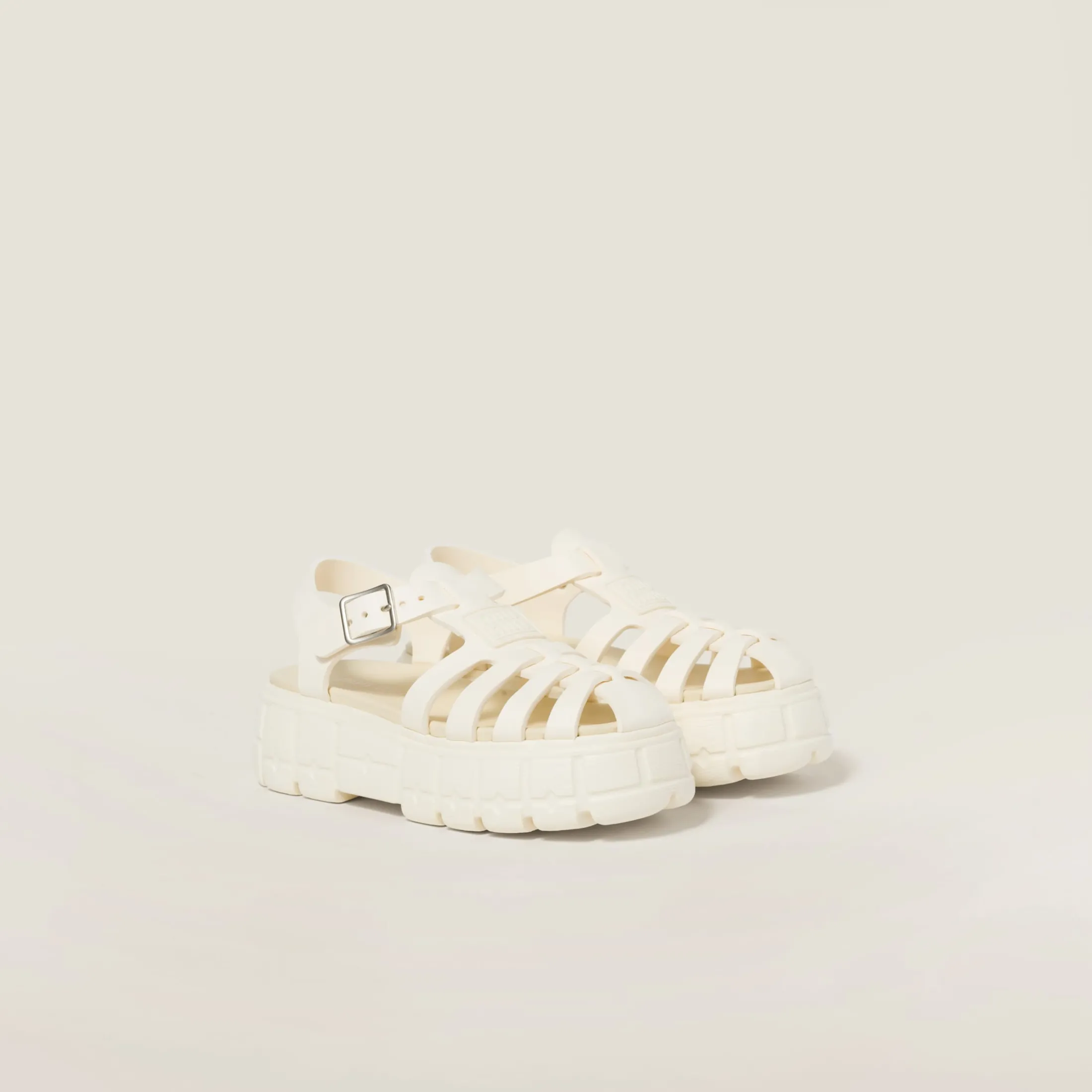 Ivory Eva Platform Cage Sandals | Miu Miu