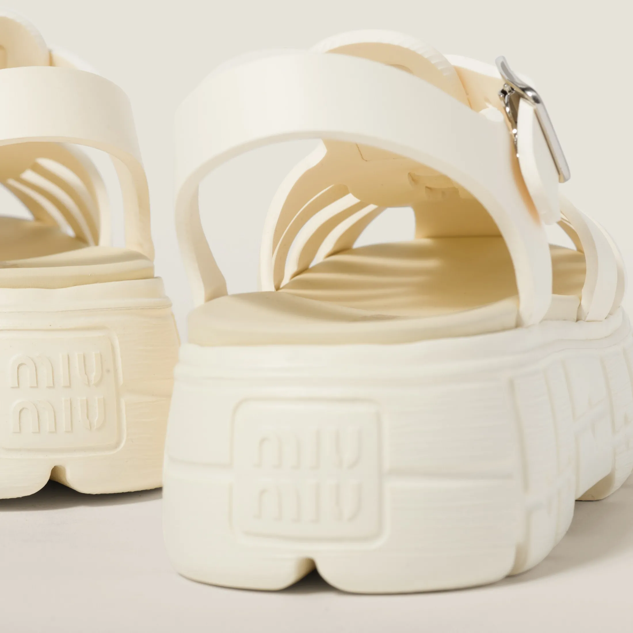 Ivory Eva Platform Cage Sandals | Miu Miu