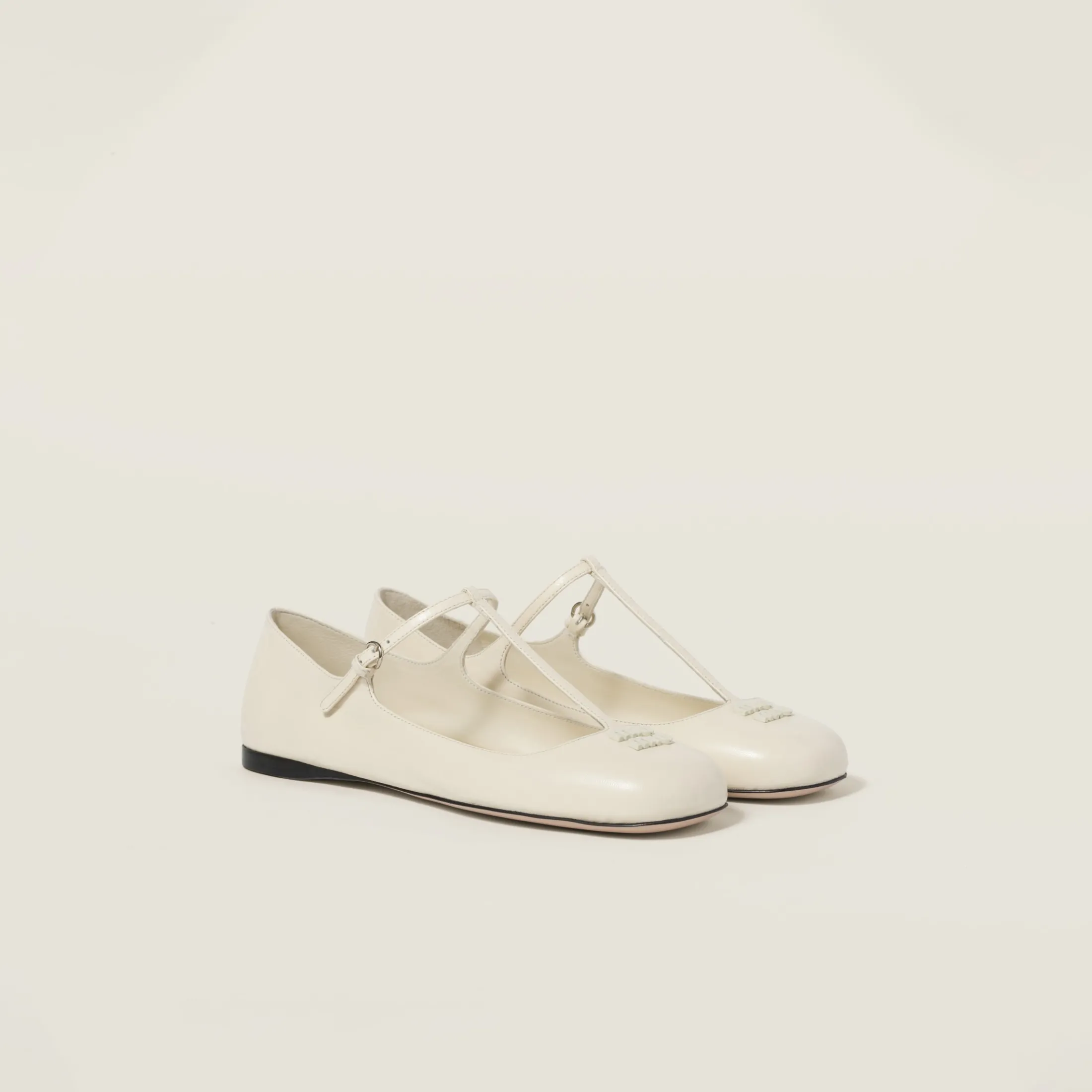 Ivory Leather Ballerinas | Miu Miu