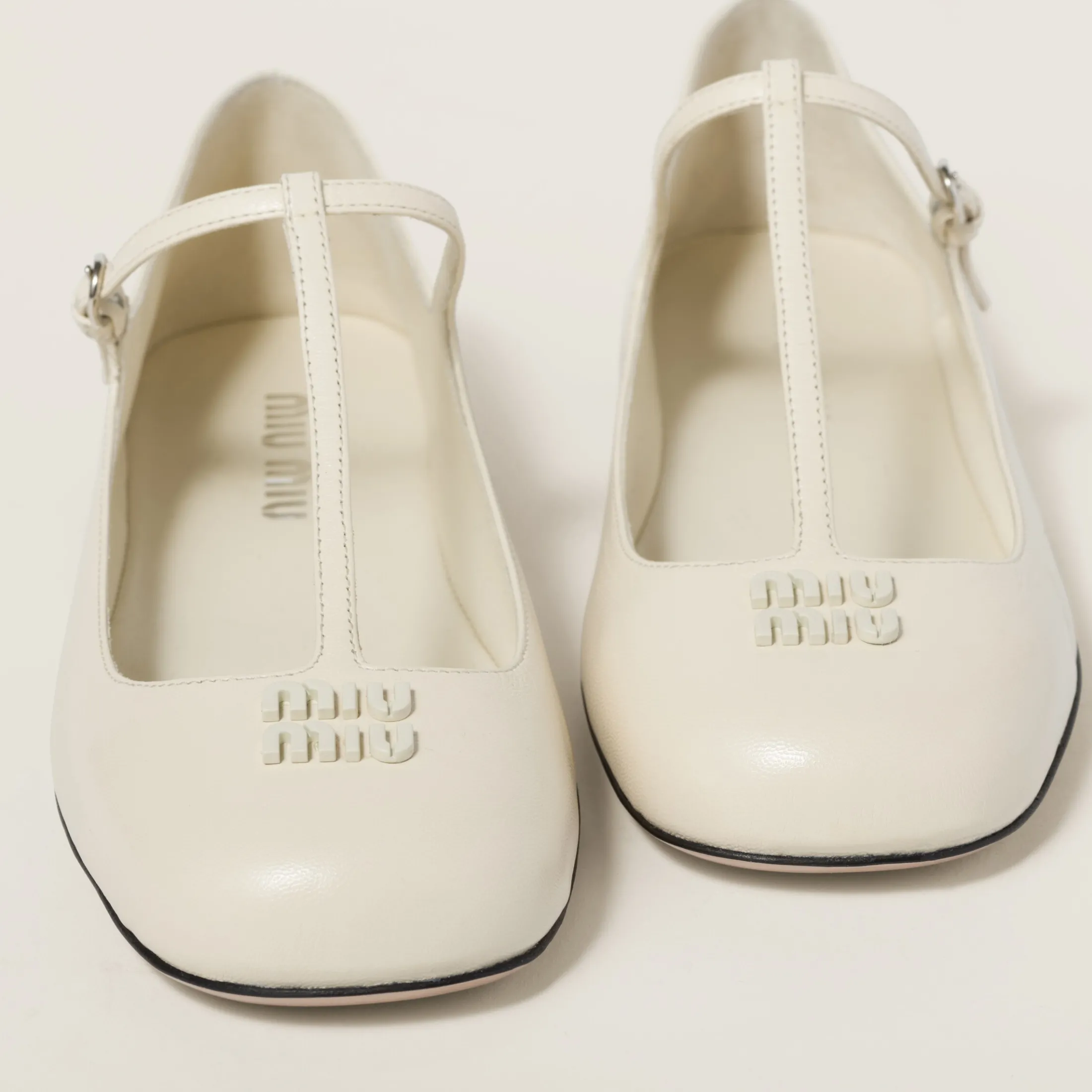 Ivory Leather Ballerinas | Miu Miu