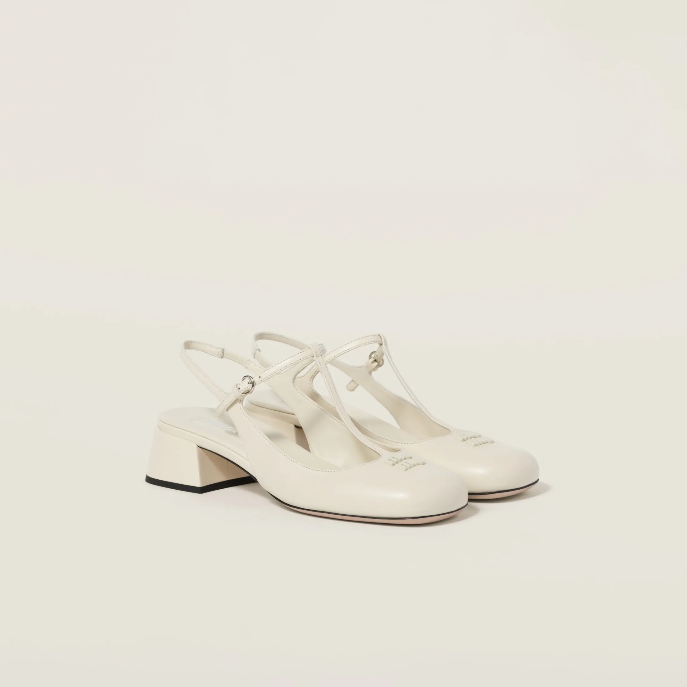 Ivory Leather Slingback Pumps | Miu Miu