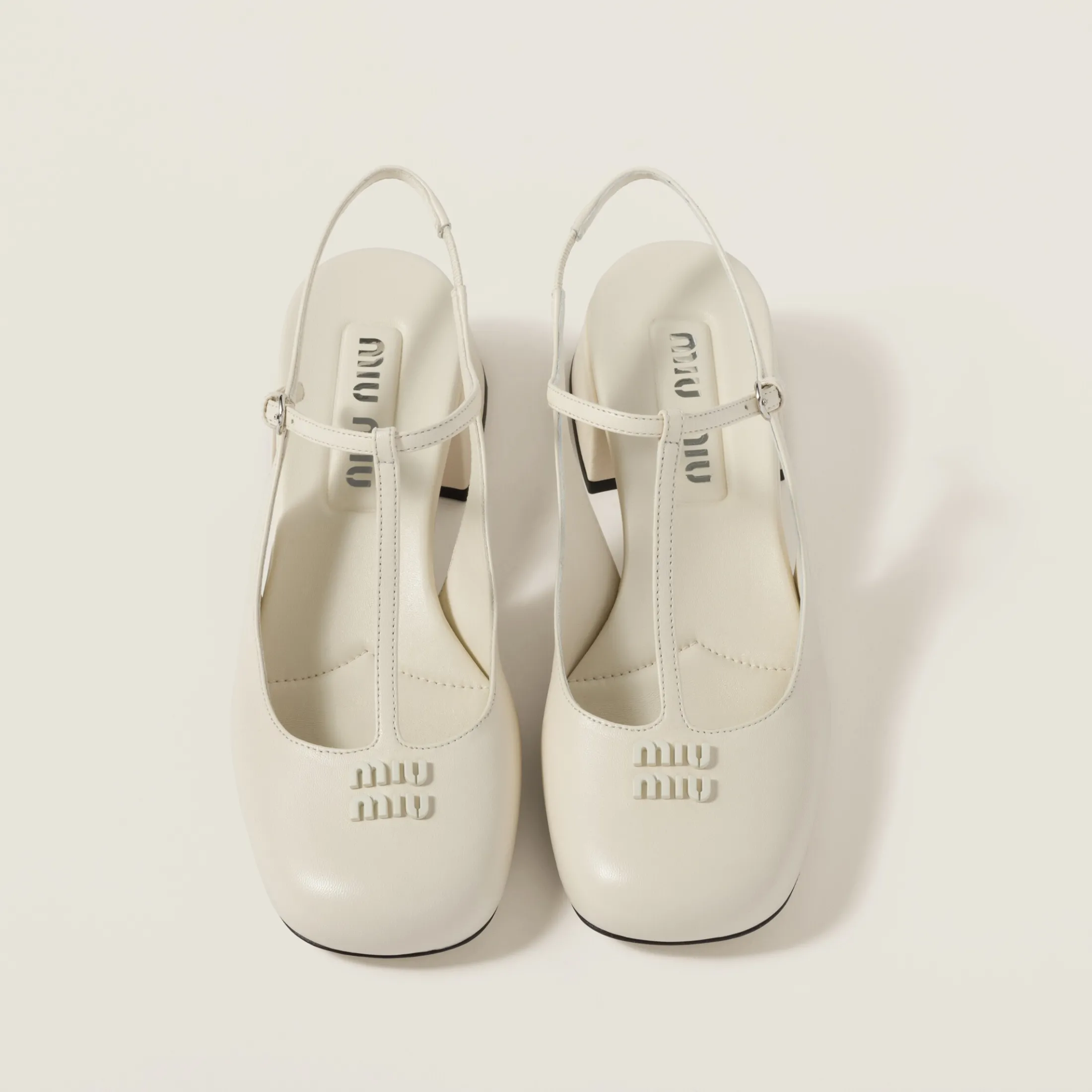 Ivory Leather Slingback Pumps | Miu Miu