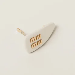 Ivory Patent Leather Hair Clip | Miu Miu