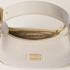 Ivory Patent Leather Hobo Bag | Miu Miu