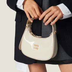Ivory Patent Leather Hobo Bag | Miu Miu