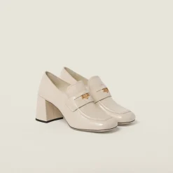 Ivory Patent Leather Loafers | Miu Miu