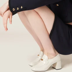 Ivory Patent Leather Loafers | Miu Miu