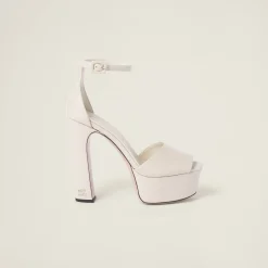 Ivory Patent Leather Platform Sandals | Miu Miu