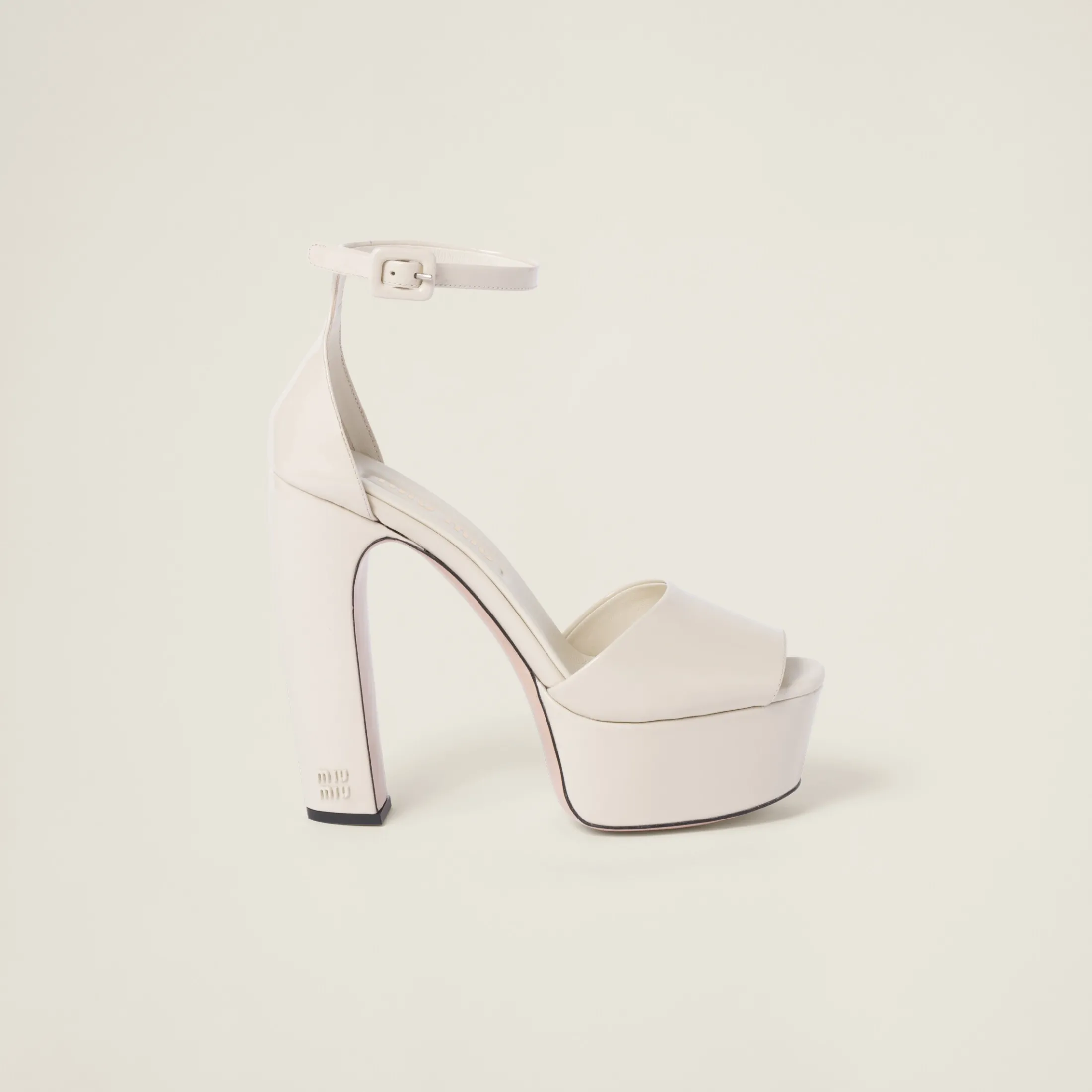 Ivory Patent Leather Platform Sandals | Miu Miu