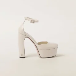 Ivory Patent Leather Platform Pumps | Miu Miu