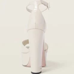Ivory Patent Leather Platform Sandals | Miu Miu