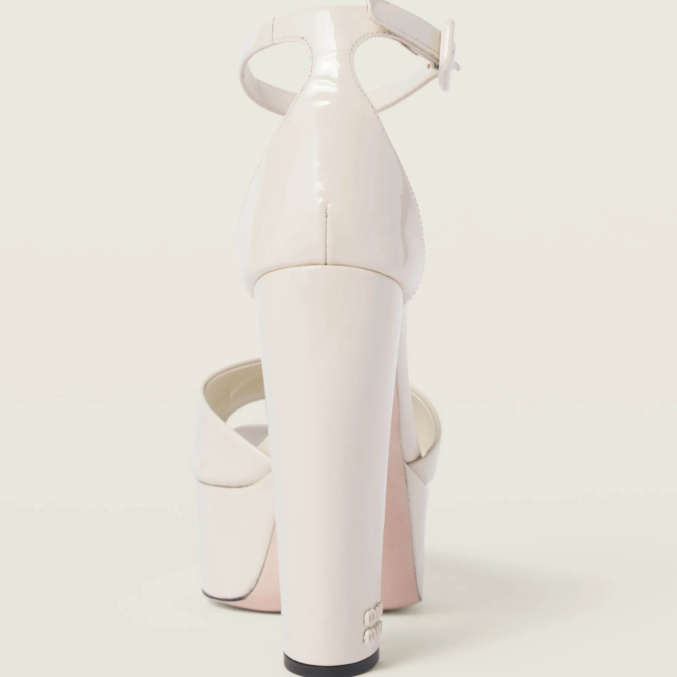Ivory Patent Leather Platform Sandals | Miu Miu