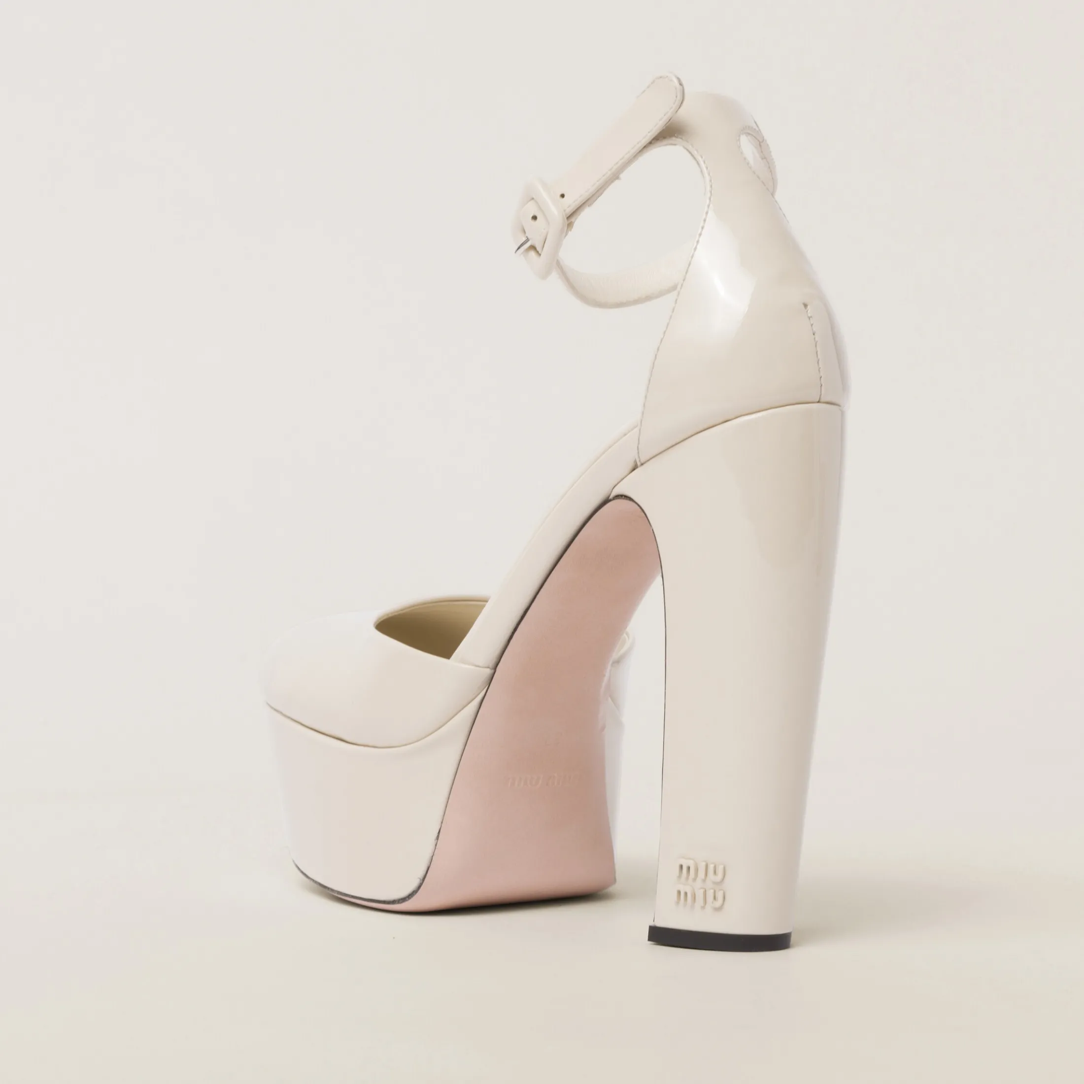 Ivory Patent Leather Platform Pumps | Miu Miu