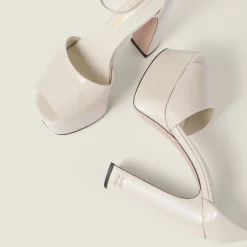 Ivory Patent Leather Platform Sandals | Miu Miu