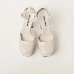 Ivory Patent Leather Platform Pumps | Miu Miu
