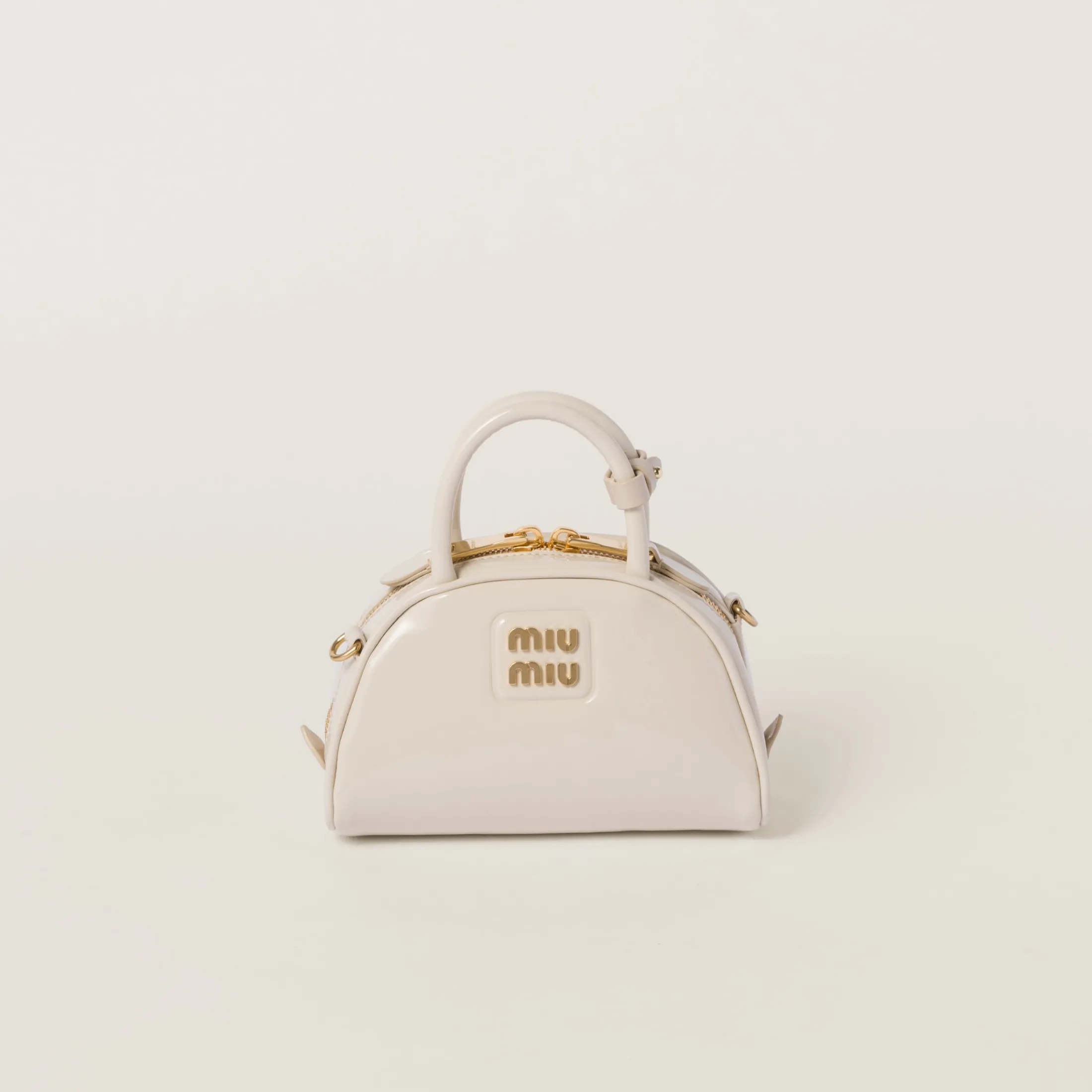 Ivory Patent Leather Top-handle Bag | Miu Miu