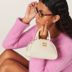 Ivory Patent Leather Top-handle Bag | Miu Miu