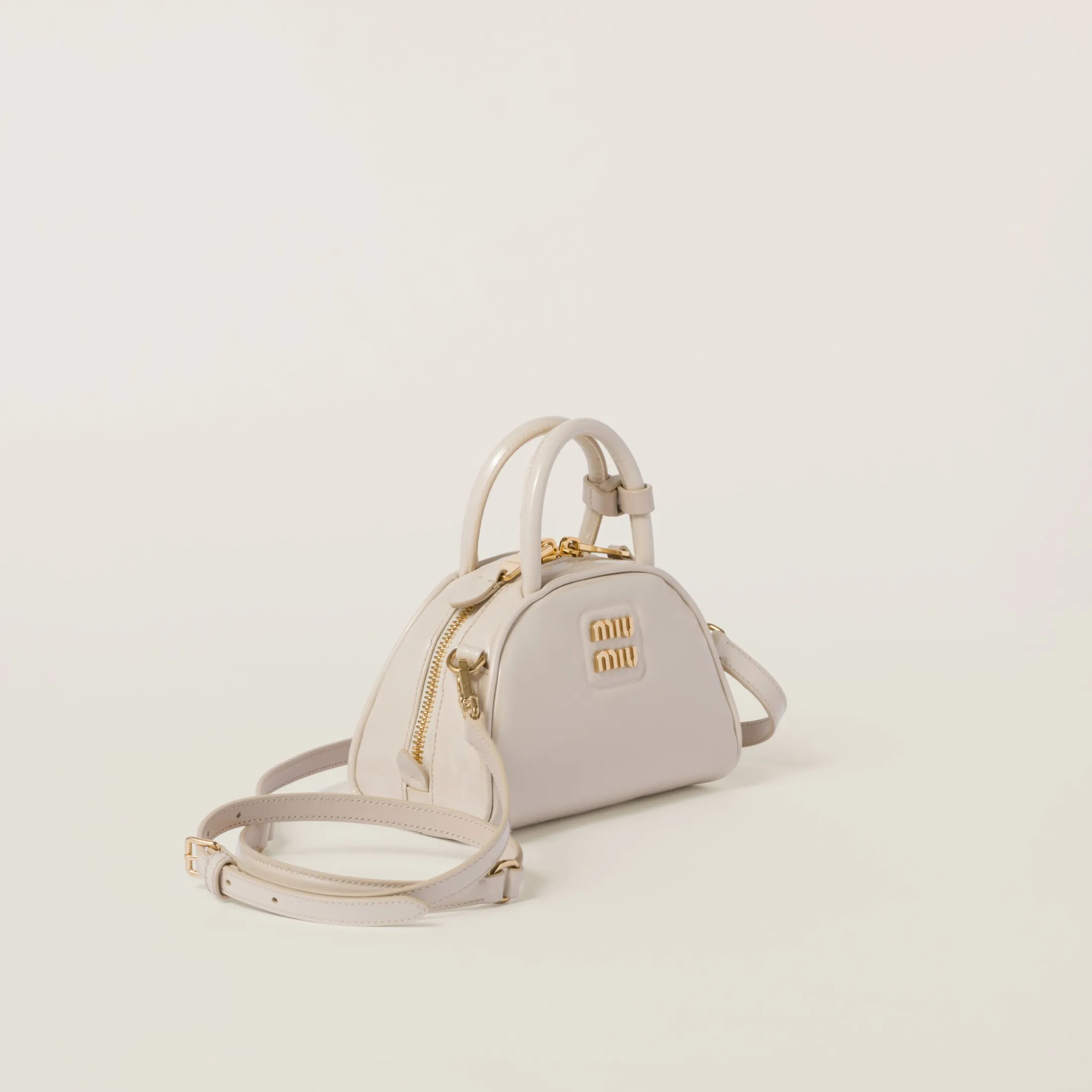 Ivory Patent Leather Top-handle Bag | Miu Miu
