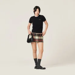 Ivory Plaid Miniskirt | Miu Miu