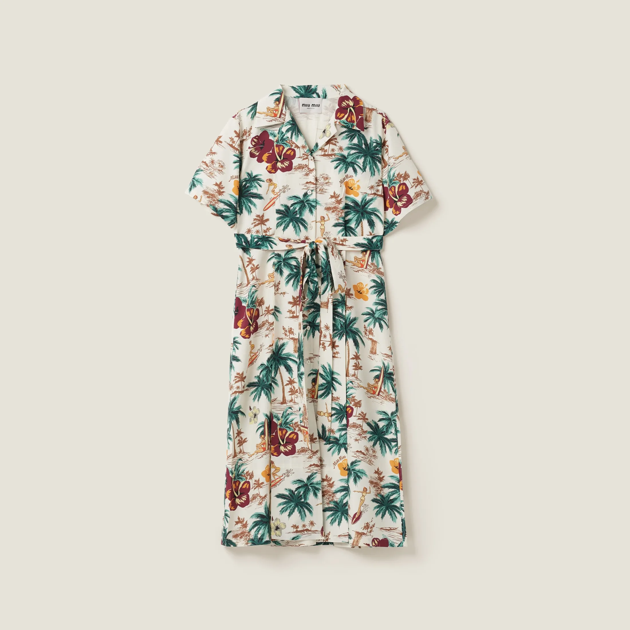 Ivory Printed Silk Dress | Miu Miu