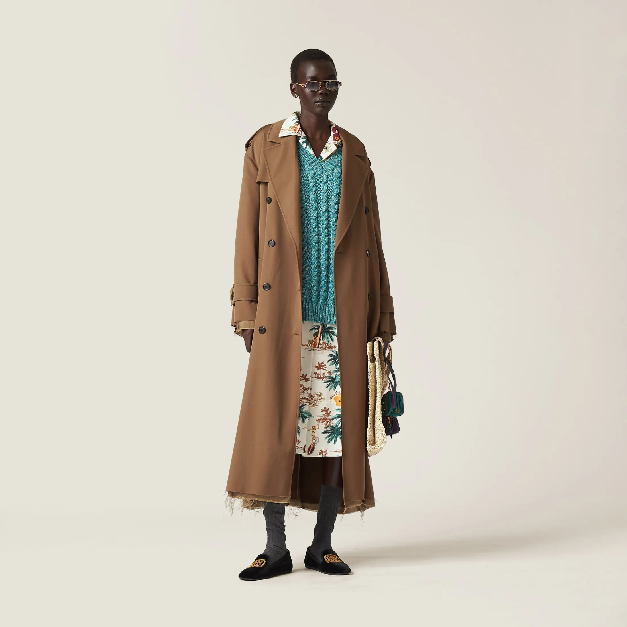 Ivory Printed Silk Dress | Miu Miu