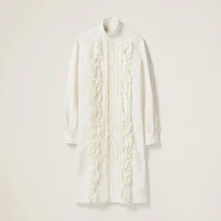 Ivory Slubbed Canvas Dress | Miu Miu