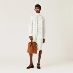 Ivory Slubbed Canvas Dress | Miu Miu