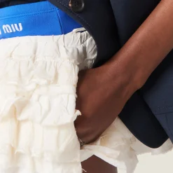 Ivory Slubbed Canvas Miniskirt | Miu Miu