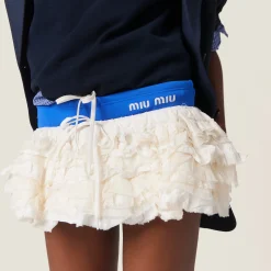 Ivory Slubbed Canvas Miniskirt | Miu Miu