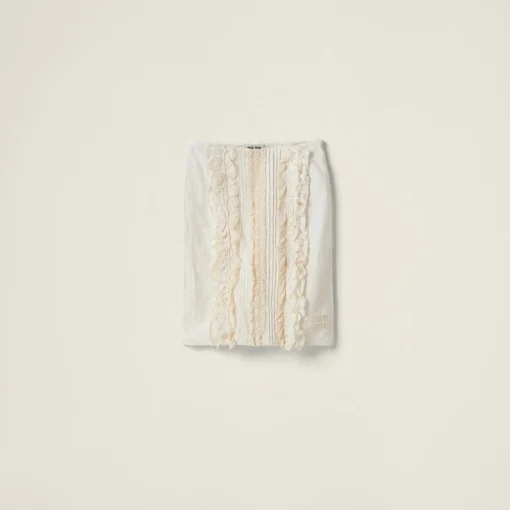 Ivory Slubbed Canvas Skirt | Miu Miu