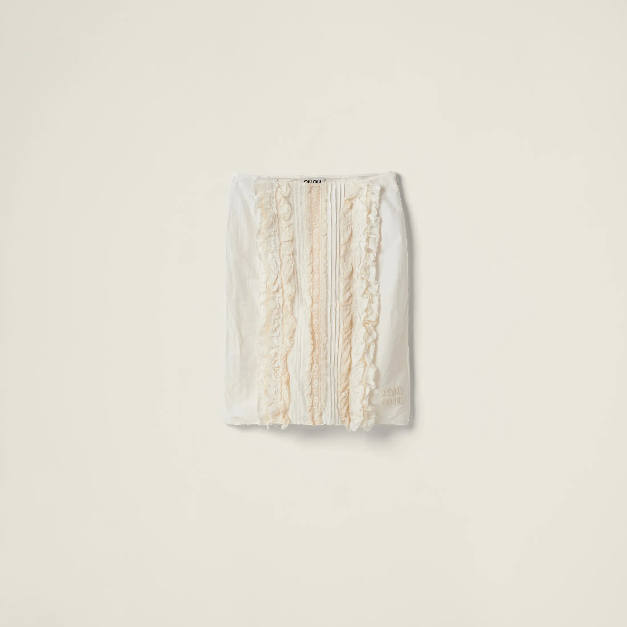 Ivory Slubbed Canvas Skirt | Miu Miu