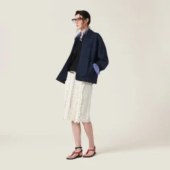 Ivory Slubbed Canvas Skirt | Miu Miu