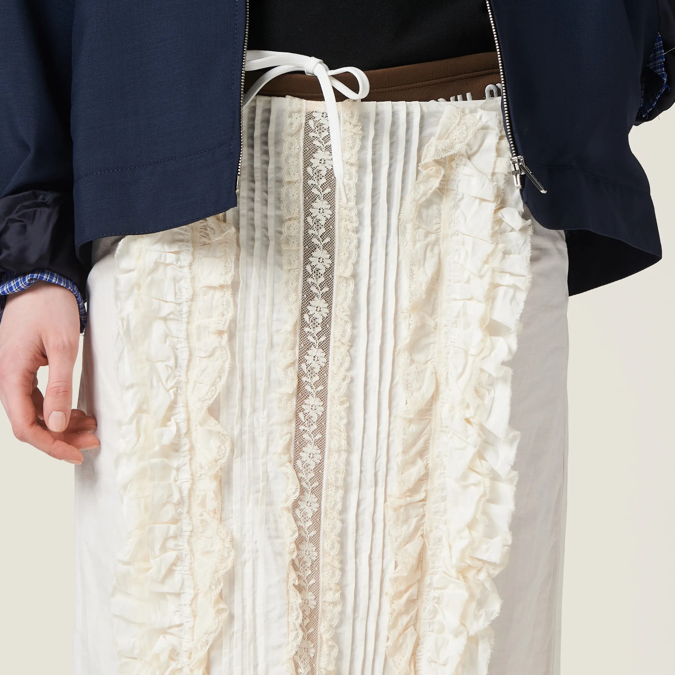 Ivory Slubbed Canvas Skirt | Miu Miu
