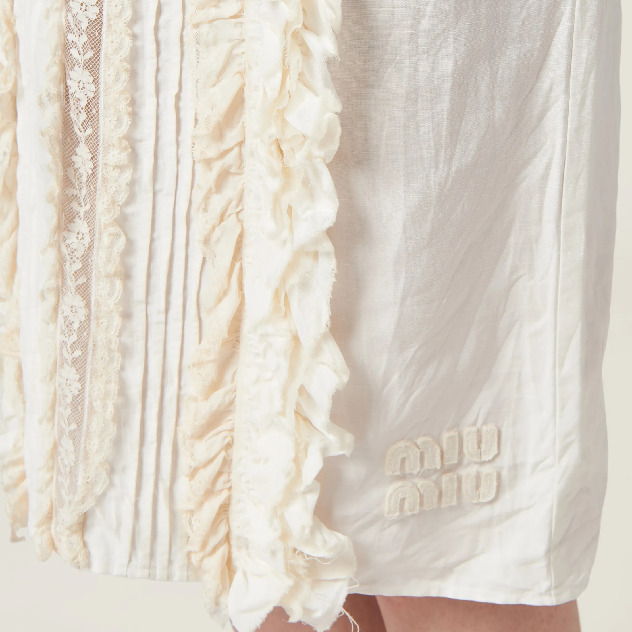 Ivory Slubbed Canvas Skirt | Miu Miu