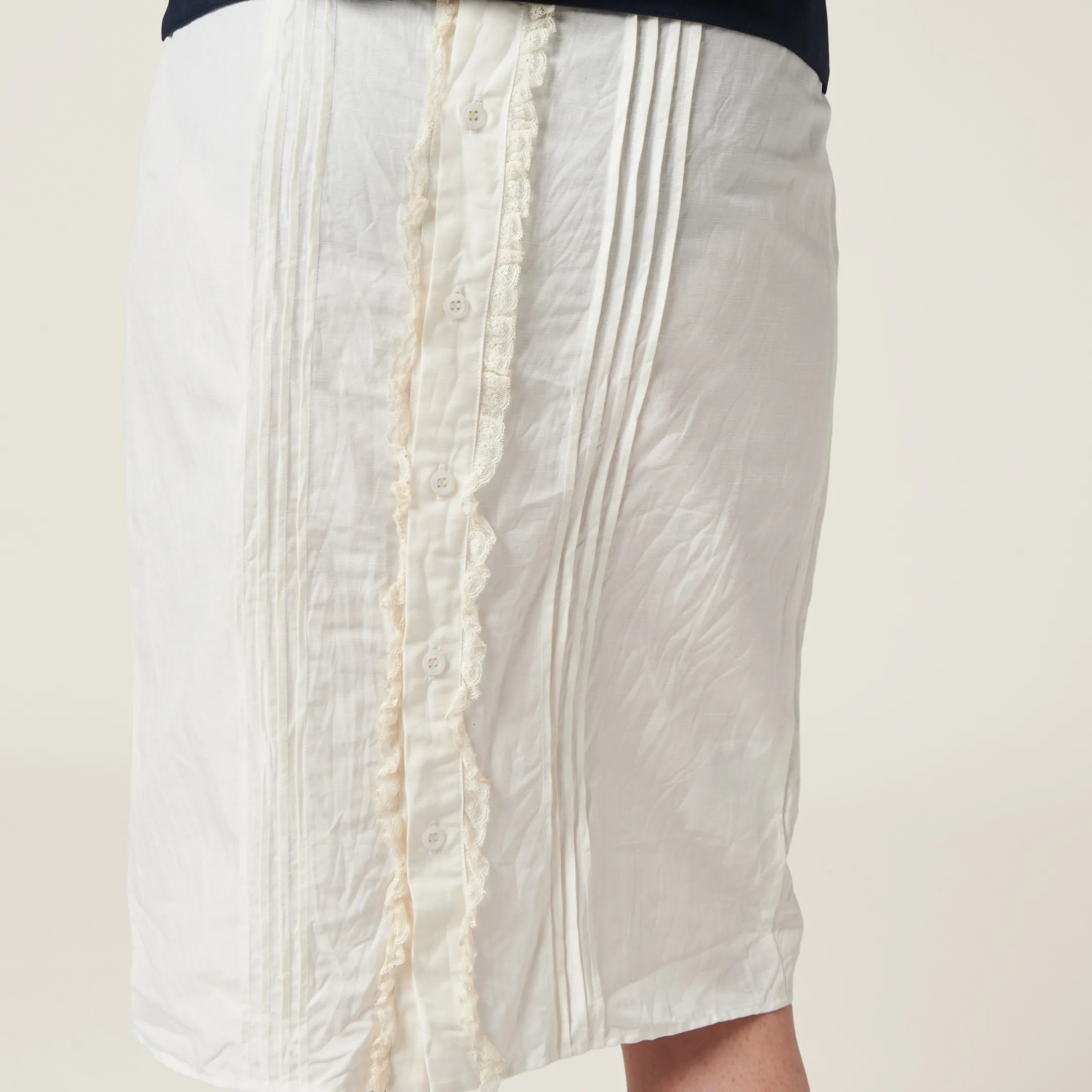 Ivory Slubbed Canvas Skirt | Miu Miu