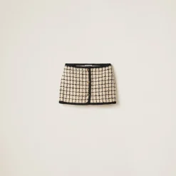Ivory/black Check Lamé Skirt | Miu Miu