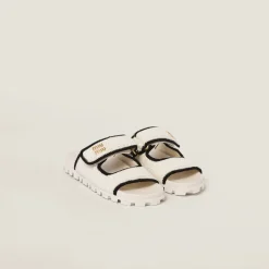Ivory/black Crochet Knit Slides | Miu Miu