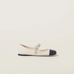 Ivory/black Leather Ballerinas | Miu Miu