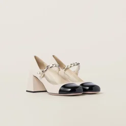 Ivory/black Leather Pumps | Miu Miu