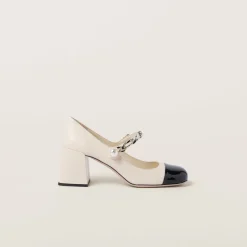 Ivory/black Leather Pumps | Miu Miu