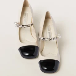 Ivory/black Leather Pumps | Miu Miu