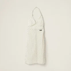 Ivory/black Polka-dot Chiffon Dress | Miu Miu