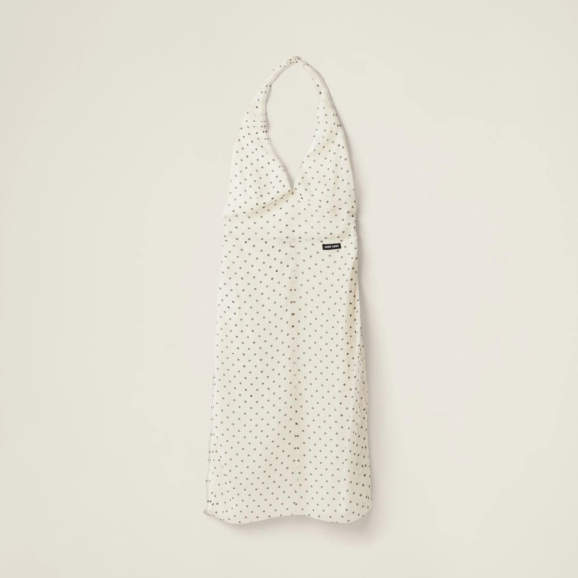 Ivory/black Polka-dot Chiffon Dress | Miu Miu