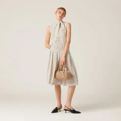 Ivory/black Polka-dot Crepe De Chine Top | Miu Miu