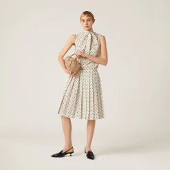Ivory/black Polka-dot Crepe De Chine Skirt | Miu Miu