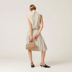 Ivory/black Polka-dot Crepe De Chine Top | Miu Miu