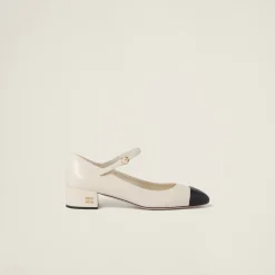 Ivory/black Two-tone Leather Pumps | Miu Miu
