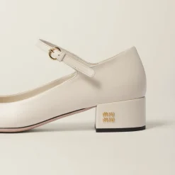 Ivory/black Two-tone Leather Pumps | Miu Miu