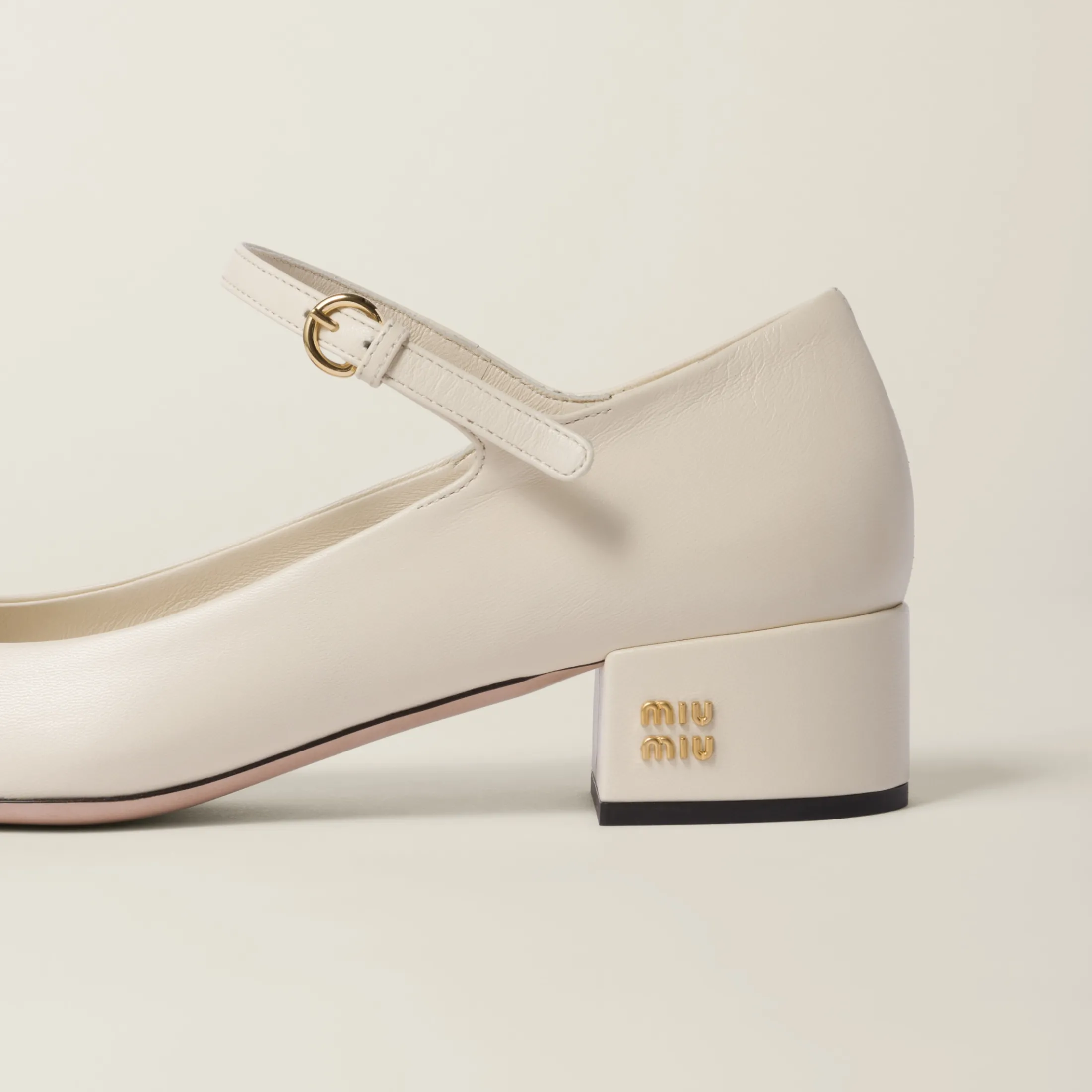 Ivory/black Two-tone Leather Pumps | Miu Miu
