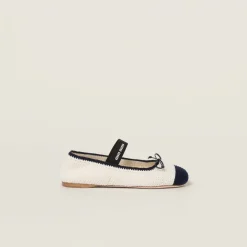 Ivory/blue Crochet Knit Ballerinas | Miu Miu